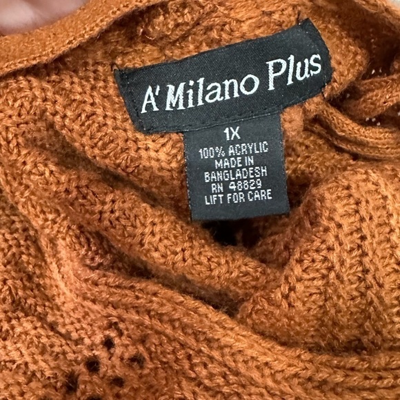 Women’s Black/White/Rust Sweater with Lace-up back, 1X - Picture 4 of 5